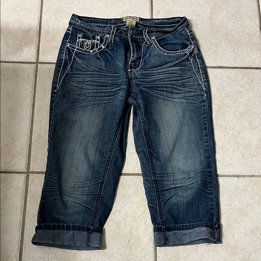 Earl Jeans Dark Blue Cropped Denim